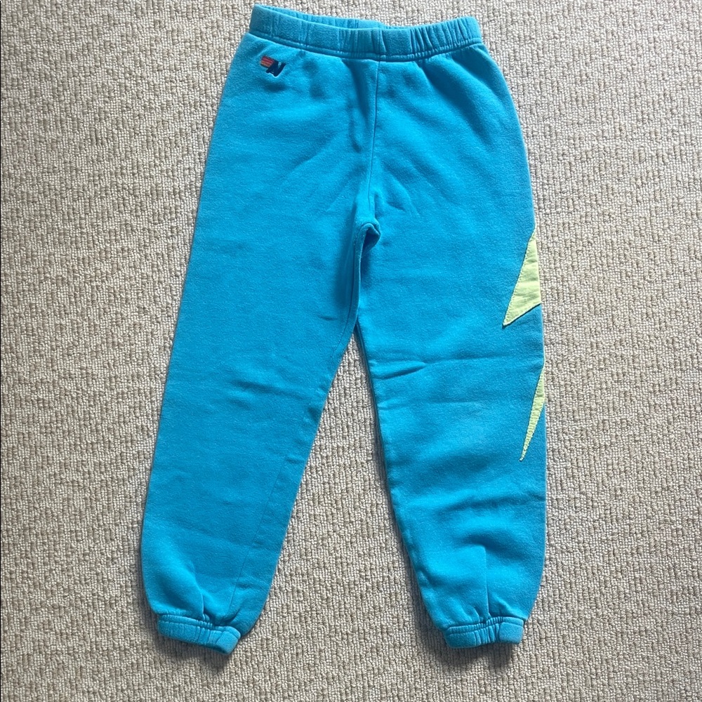 Aviator Nation Kids Blue Joggers with Yellow Lightning Bolt